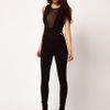Asos Collection Unitard With Mesh Panel And Wrap in Black - Lyst