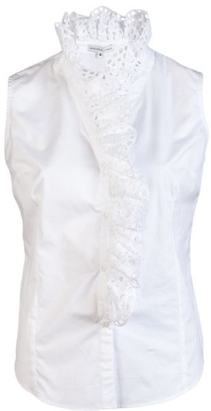 Barbara Tfank Ruffle Front Blouse - Lyst