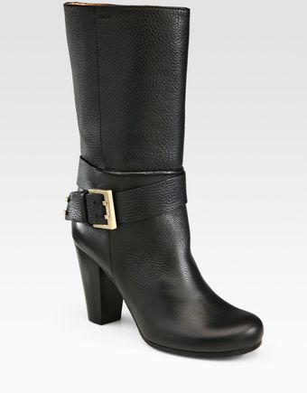  Leather Motorcycle Buckle Boots 