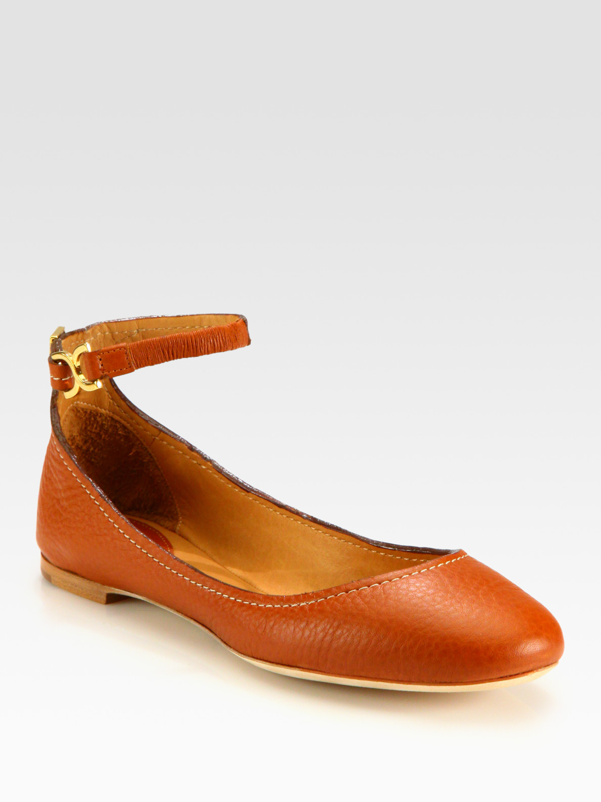 tan leather ballet flats