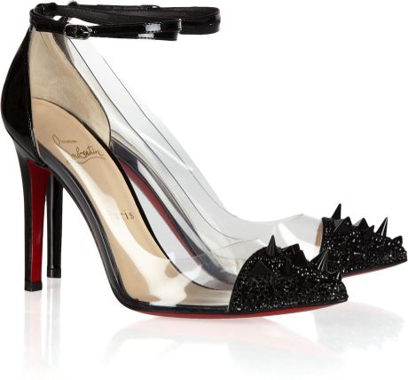 Christian Louboutin Just Picks 100 Studded Patent Leather And Pvc Pumps in Black - Lyst