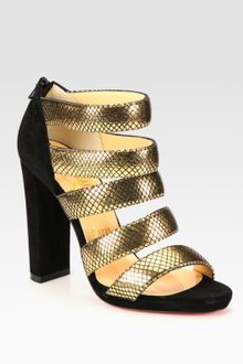 Christian Louboutin Mehari Metallic Leather and Suede Sandals - Lyst