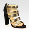 Christian Louboutin Mehari Metallic Leather and Suede Sandals in Gold - Lyst
