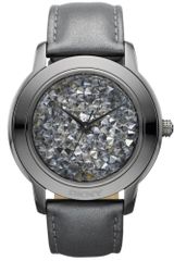 DKNY Womens Dark Gray Leather Strap