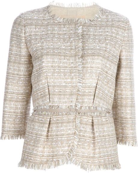 Giambattista Valli Tweed Jacket in Gray (beige) - Lyst