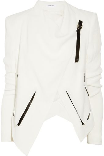 Helmut Lang Sugar Leather Trimmed Crepe Jacket - Lyst