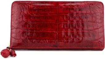  Red Camain Croc Zip Around Wallet 