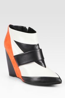 Pierre Hardy Colorblock Leather and Suede Wedge Ankle Boots - Lyst