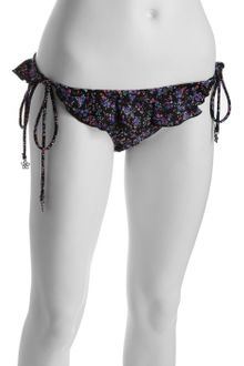 Shoshanna Black Floral Downtown Ditsy Wide Ruffle String Bikini Bottom - Lyst