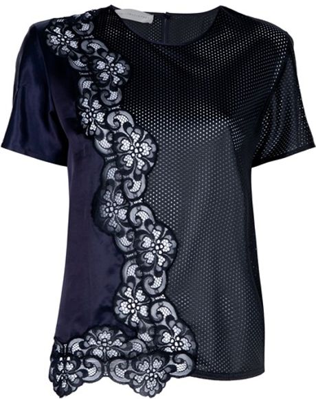 Stella Mccartney Lace Detail Blouse in Black - Lyst