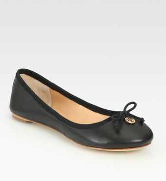  Chelsea Leather Bow Logo Ballet Flats 