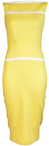 Victoria Beckham Basket Weave Banded Dress in Yellow (lemon) - Lyst