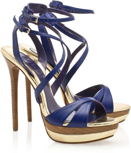 Elie Saab Multi Strap Platform Sandals in Blue (multi) - Lyst