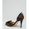 Fendi Tobacco Zucca Canvas Bow Peep Toe Pumps in Brown (tobacco) - Lyst
