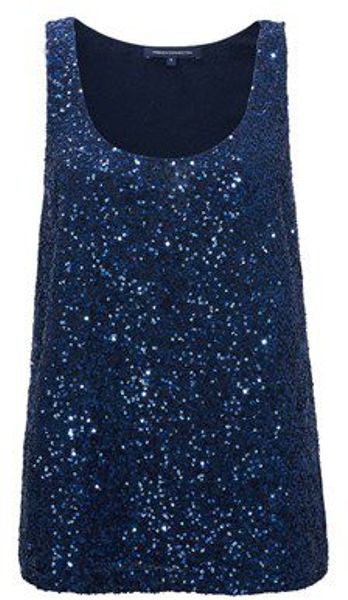 French Connection Fast Mini Sequins Tank Top in Blue - Lyst
