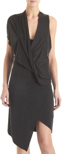 Helmut Lang Gathered Layer Front Dress - Lyst