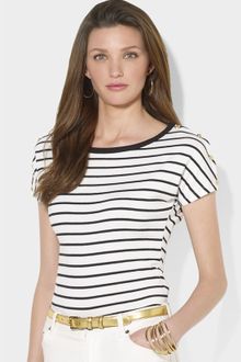 Lauren by Ralph Lauren Ballet Neck Stripe Top - Lyst