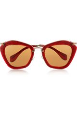 Miu Miu Cat Eyeframe Glitter Acetate and Metal Sunglasses