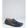 Prada Blue Leather Logo Moc Loafers in Blue for Men - Lyst