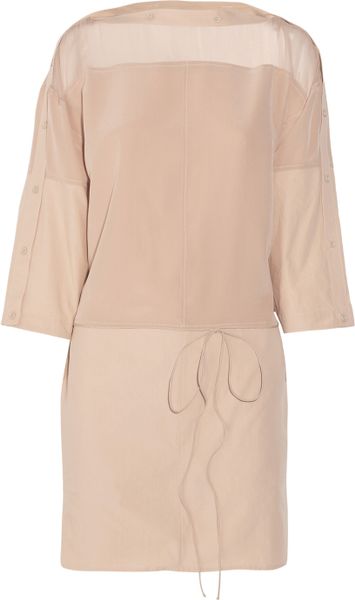 Reed Krakoff Paneled Stretchsilk Crepe Dress in Pink (blush) - Lyst