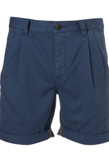 Topman Dark Blue Pleated Chino Shorts - Lyst