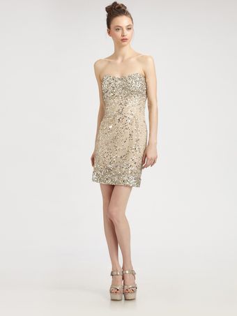 Alice + Olivia Larken Sequined Mini Sweetheart Dress - Lyst