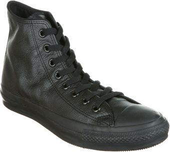 Converse All Star Leather Hi Black Mono - Lyst