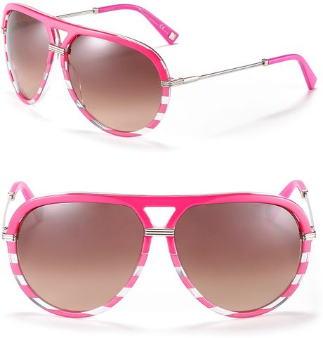 Dior Striped Acetate Aviator Sunglasses in Pink (fuschia) - Lyst