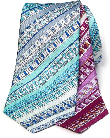 Emilio Pucci Classic Pattern Stripe Tie in Blue for Men (light blue) - Lyst