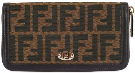 Fendi Zucca Jacquard Wallet in Brown (tobacco) - Lyst