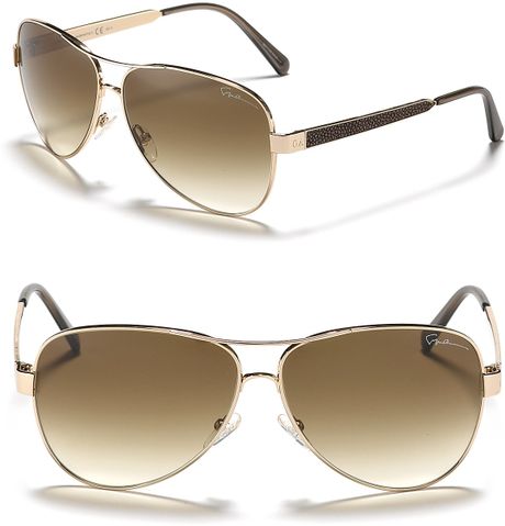 Giorgio Armani Top Bar Aviator Sunglasses in Gold (light gold) - Lyst