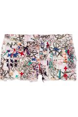 Isabel Marant Roxi Embroidered Printed Stretch Denim Shorts