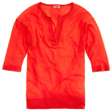 J.crew Featherweight Cashmere Tunic in Red (vibrant flame) - Lyst