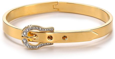 Juicy Couture Luxe Buckle Skinny Bangle in Gold - Lyst
