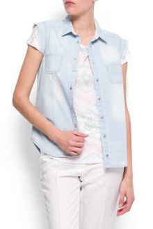 Mango Washed Denim Shirt - Lyst