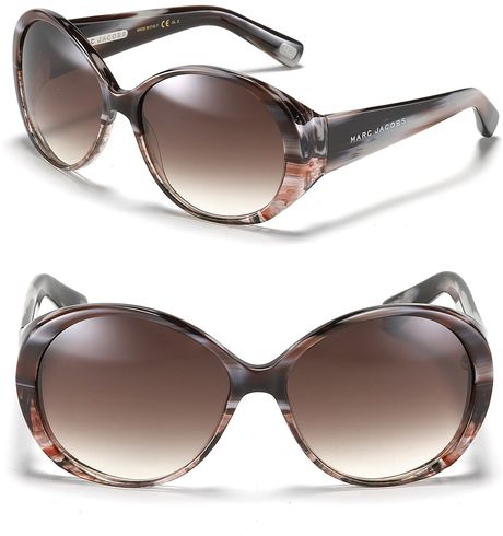 Marc Jacobs Oversized Round Sunglasses in Brown (brown white) - Lyst
