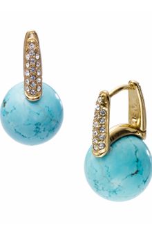 Michael Kors Turquoise Ball Drop Pave Huggie Earring - Lyst