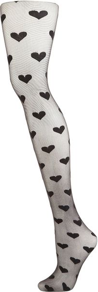 Topshop Black Heart Sheer Tights in Black - Lyst