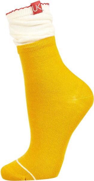 Topshop Urban Knit Slouch Ankle Socks in Yellow (mustard) - Lyst