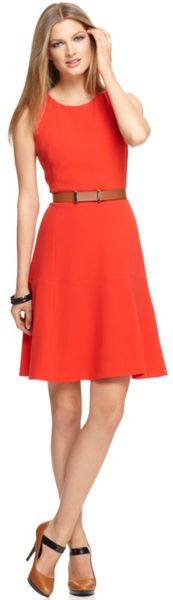  Sleeveless Belted Seamed Aline 