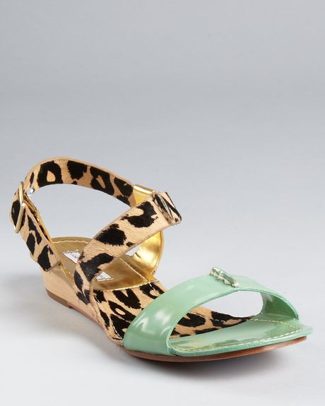 ... Sandals Janee Flat in Animal (mint patent leopard haircalf) | Lyst