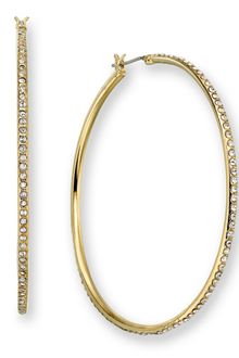 Lauren by Ralph Lauren Goldtone Mixed Metal and Crystal Accent Hoop - Lyst