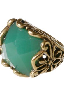 Lucky Brand Gold Tone Green Ring - Lyst