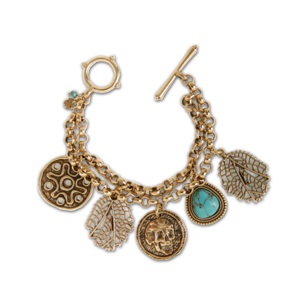 Lucky Brand Gold Tone Turquoise Charm Toggle Bracelet in Gold Lyst