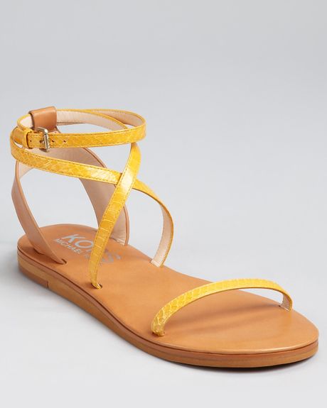 Michael Kors Kors Sandals Rosemary Flat in Yellow (marigold tan)