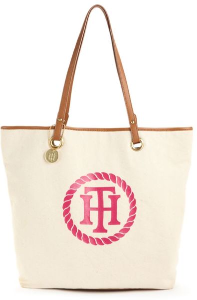 Tommy Hilfiger Monogram Easy Tote in Beige (natural/pink) - Lyst