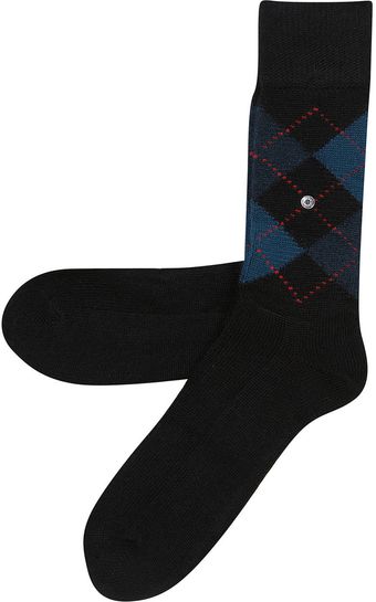  Burlington Black Argyle Socks 
