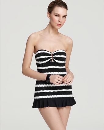 La Blanca Sizzle Stripe Skirted Bandeau Onepiece - Lyst