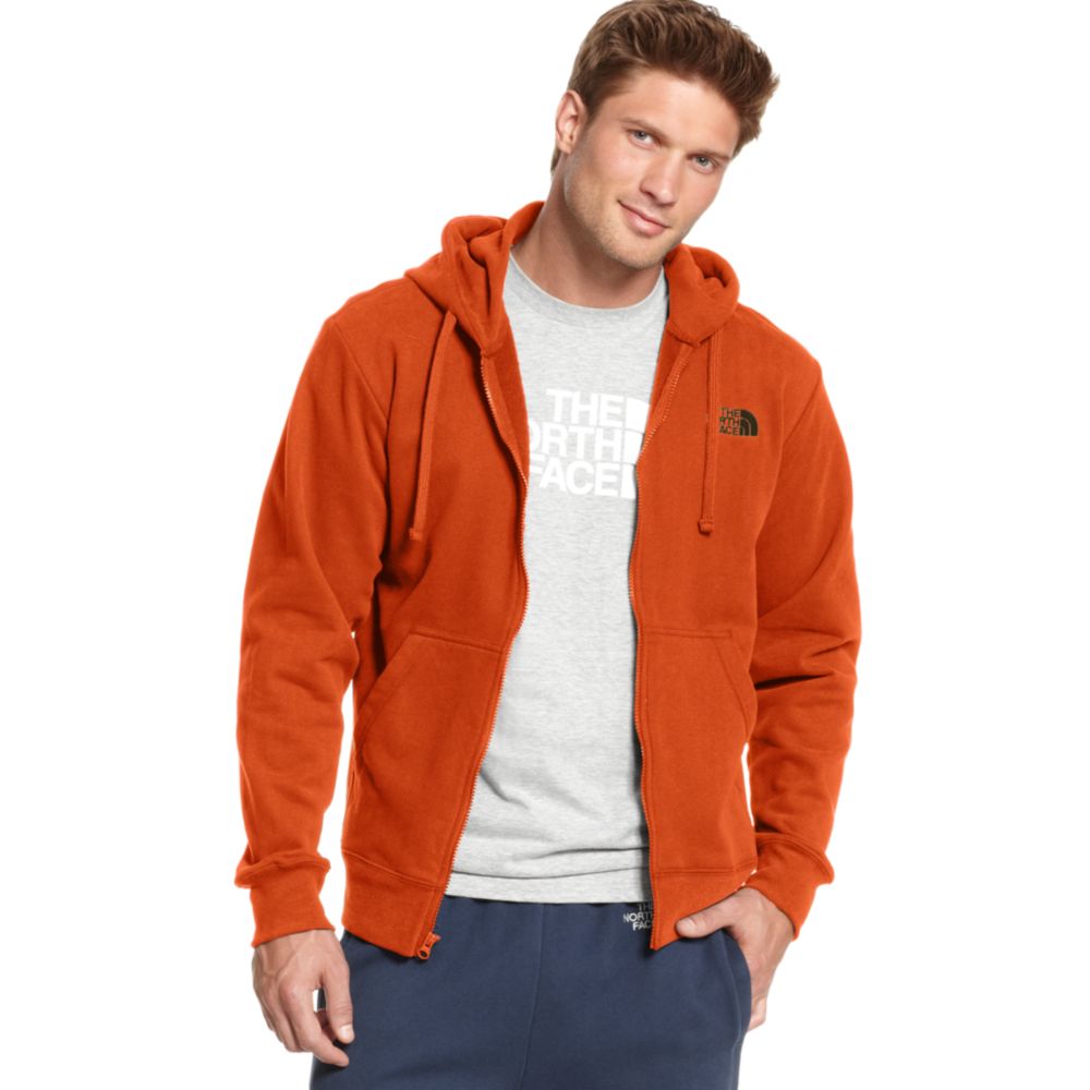 The North Face Logo Fleece Full Zip Hoodie in Orange for ...