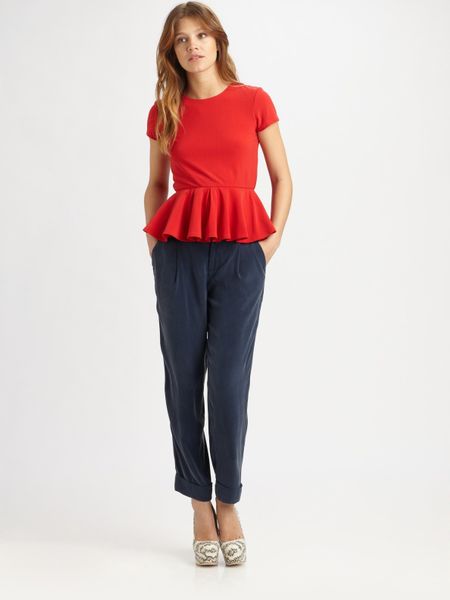 Alice + Olivia Nero Peplum Top in Red - Lyst